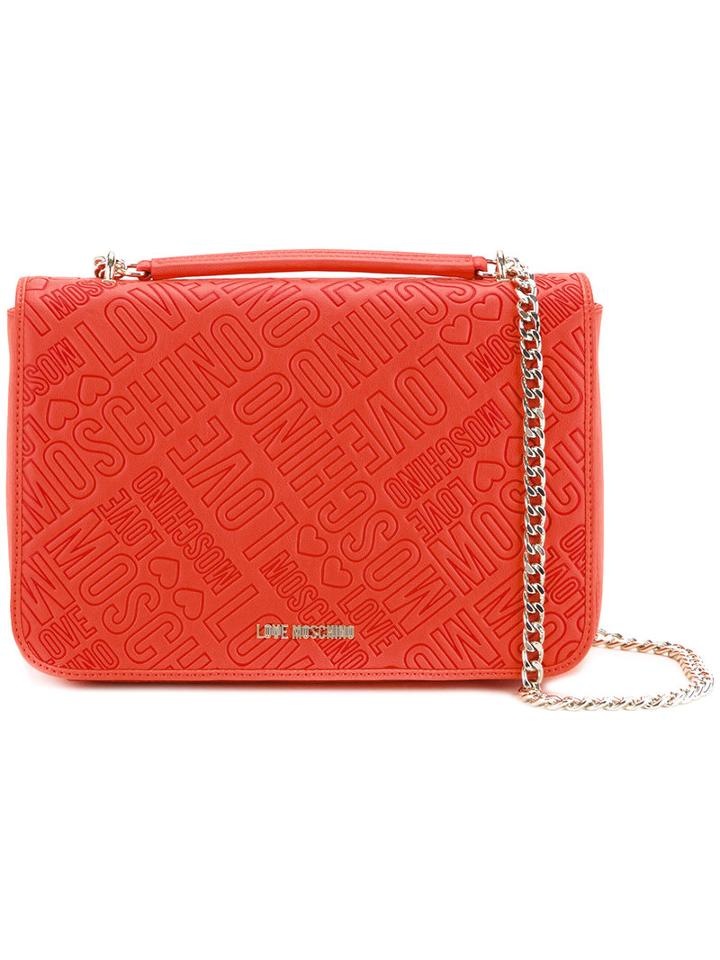 Love Moschino - Logo Embossed Crossbody Bag - Women - Polyurethane - One Size, Women's, Yellow/orange, Polyurethane