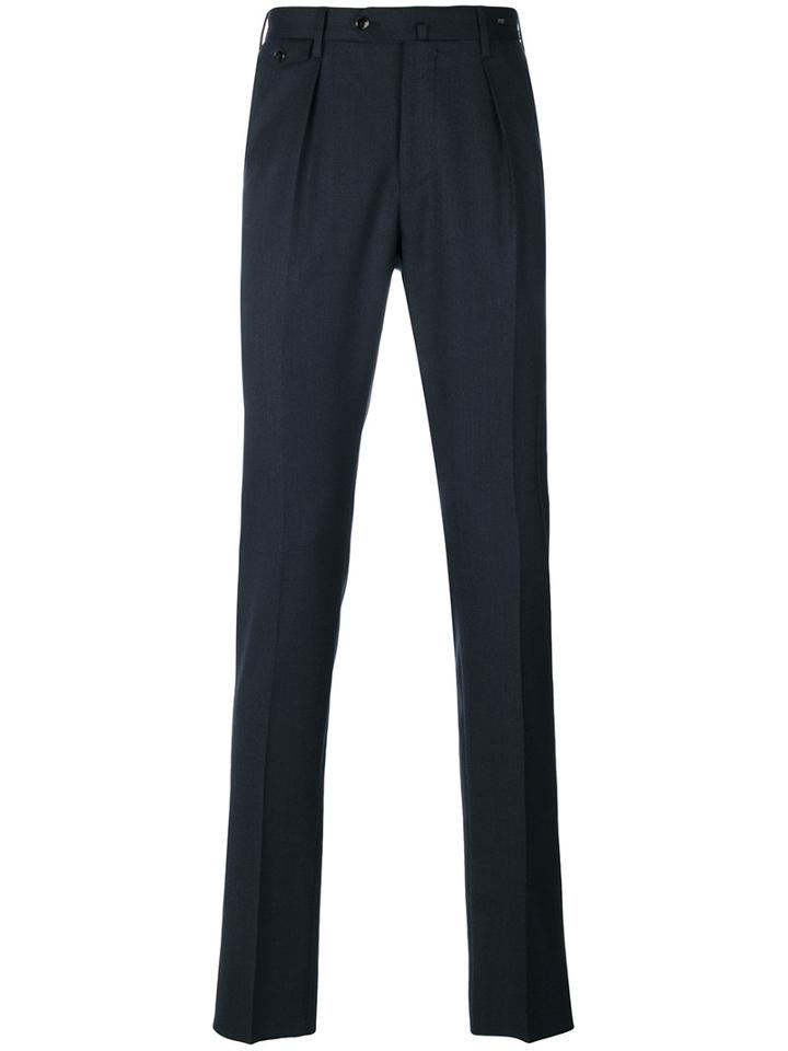 Pt01 - Front Pleat Tailored Trousers - Men - Spandex/elastane/virgin Wool - 48, Blue, Spandex/elastane/virgin Wool