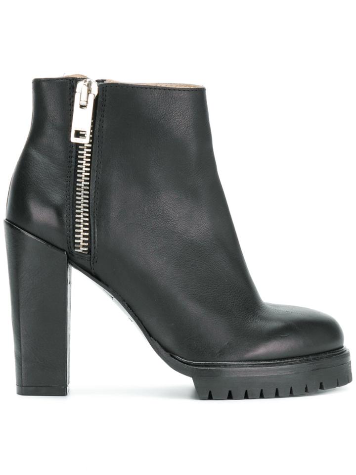 Diesel Zip Heeled Ankle Boots - Black