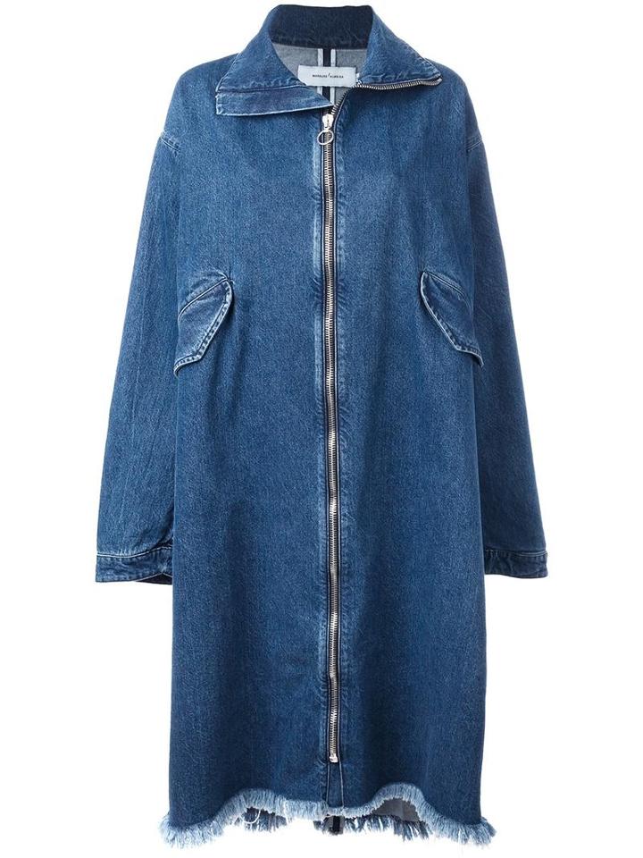 Marques'almeida Long Zipped Denim Coat, Women's, Size: Small, Blue, Cotton