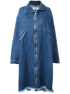 Marques'almeida Long Zipped Denim Coat, Women's, Size: Small, Blue, Cotton