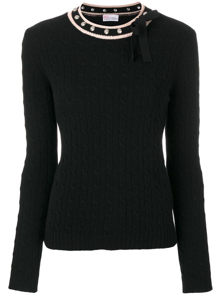 Red Valentino Studded Bow Tie Pullover - Black