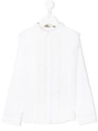 Burberry Kids - Scallop Pleated Trim Shirt - Kids - Cotton/spandex/elastane - 6 Yrs, White