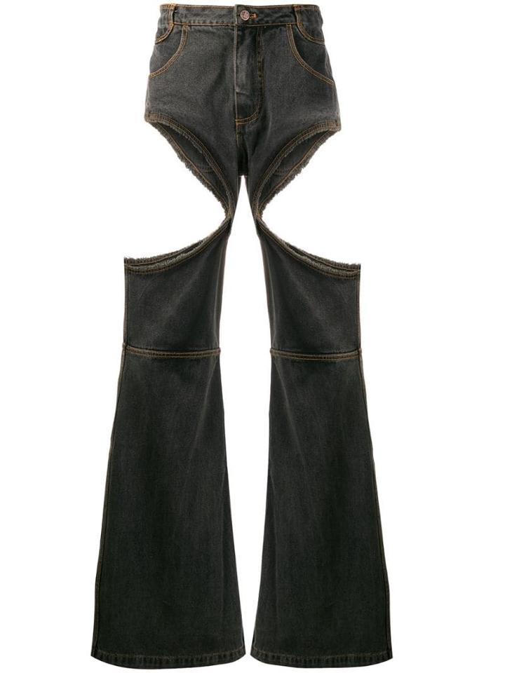 Telfar Cut-out Wide Leg Jeans - Grey