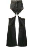 Telfar Cut-out Wide Leg Jeans - Grey