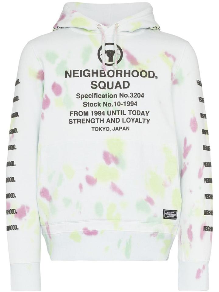 Neighborhood Logo Print Tie Dye Hoodie - Multicoloured