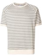 Doppiaa Short Sleeved Striped Sweatshirt - Nude & Neutrals