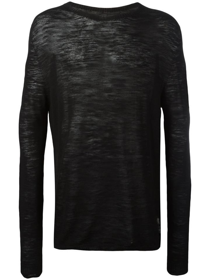 Onebyme Crew Neck Jumper, Men's, Size: 4, Black, Linen/flax/viscose