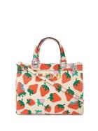 Gucci Gucci Zumi Strawberry Print Medium Top Handle Bag - White