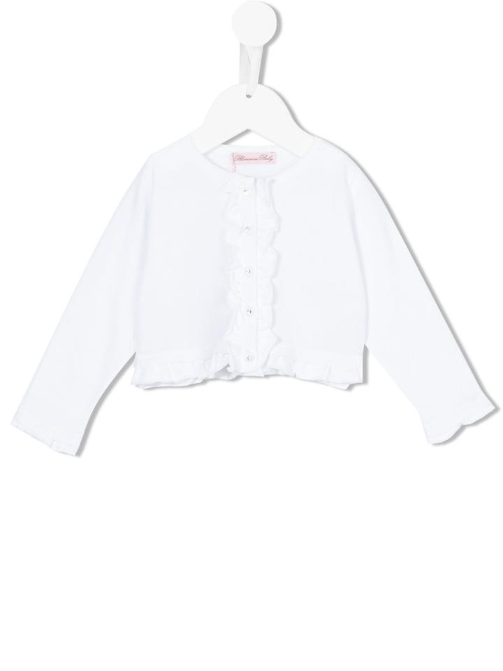 Miss Blumarine - Ruched Cardigan - Kids - Cotton - 9 Mth, White