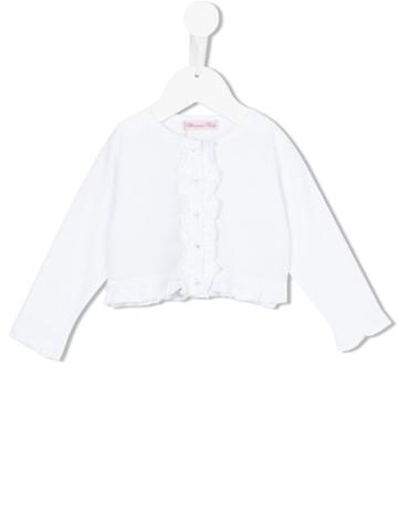 Miss Blumarine - Ruched Cardigan - Kids - Cotton - 9 Mth, White