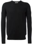 Salvatore Ferragamo Crew Neck Sweater, Men's, Size: Large, Black, Virgin Wool