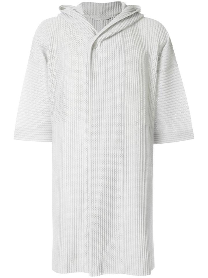 Homme Plissé Issey Miyake Outer Mesh Hooded Coat - White