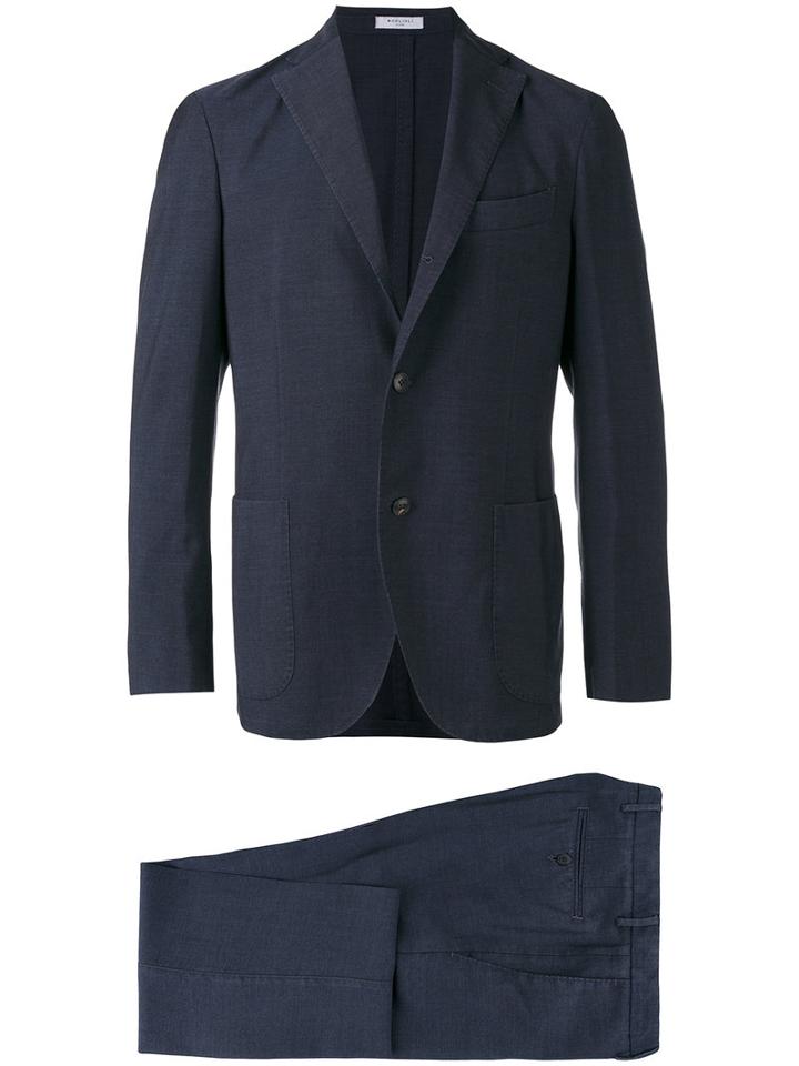 Boglioli Single Breasted Suit, Men's, Size: 54, Blue, Virgin Wool/silk/spandex/elastane/cupro