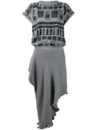 Loewe Frayed Asymmetric Knit Dress, Women's, Size: Medium, Black, Cotton