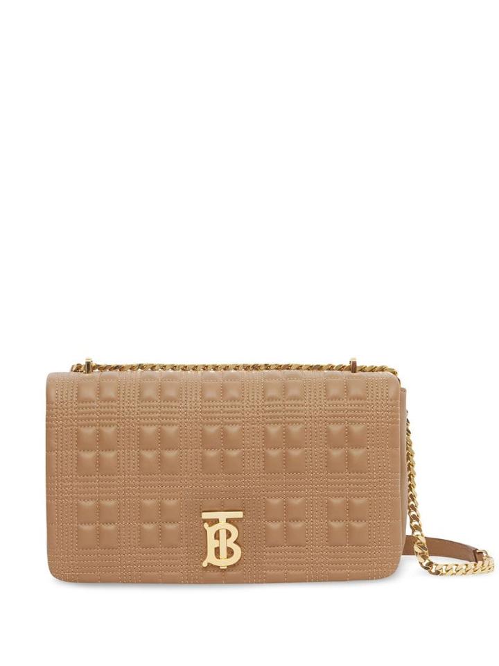 Burberry Medium Quilted Check Lambskin Lola Bag - Neutrals