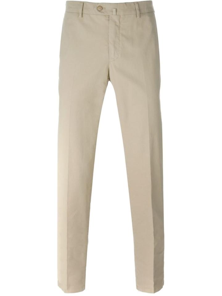 Loro Piana Slim Fit Trousers, Men's, Size: 50, Nude/neutrals, Cotton/spandex/elastane