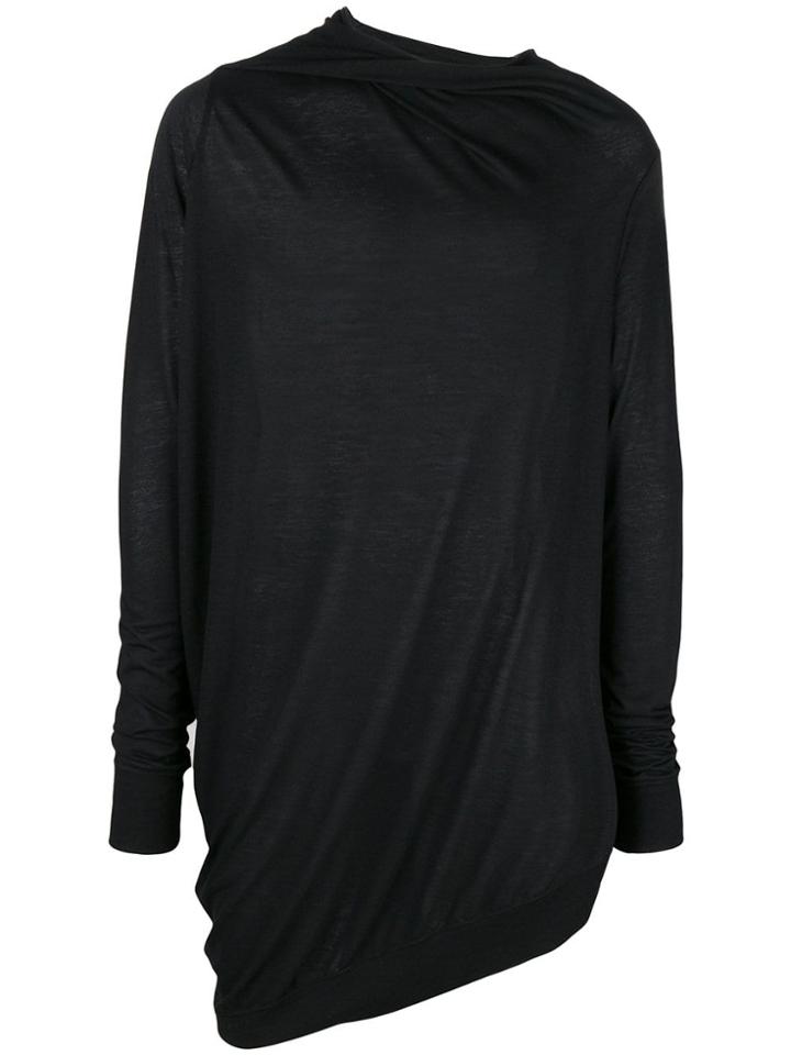 Julius Draped Longline Top - Black