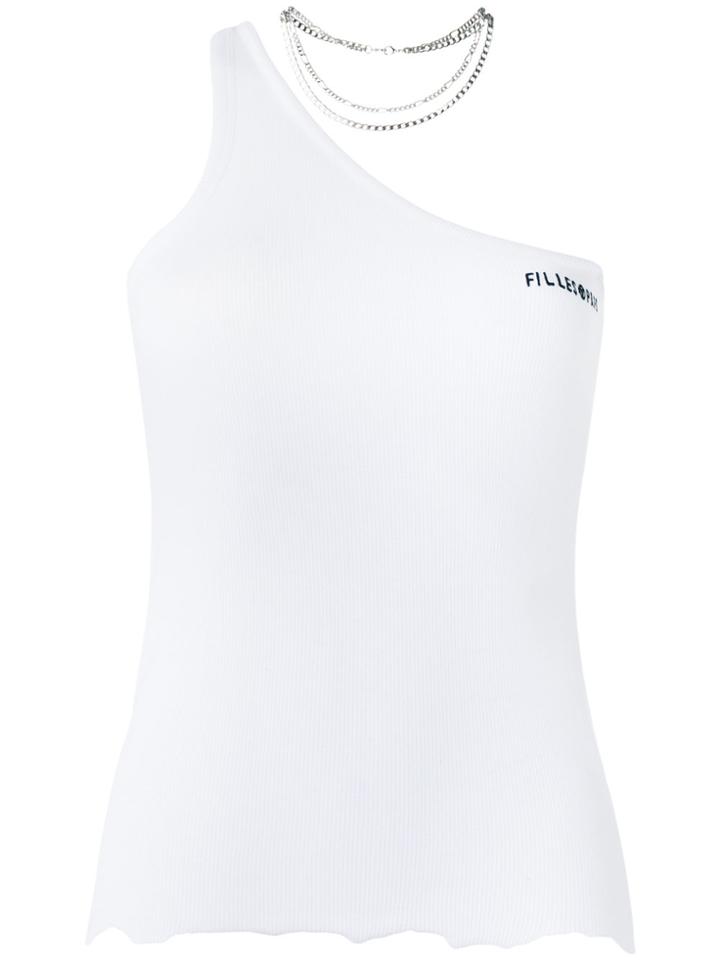 Filles A Papa Asymmetric Raw-hem Tank Top - White
