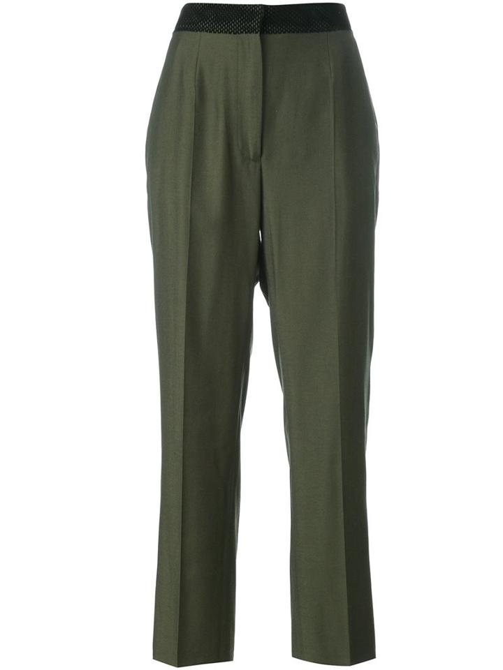 Mm6 Maison Margiela Cropped Trousers, Women's, Size: 42, Green, Polyamide/spandex/elastane/viscose/wool