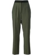 Mm6 Maison Margiela Cropped Trousers, Women's, Size: 42, Green, Polyamide/spandex/elastane/viscose/wool
