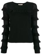 Twin-set Ruffle Sleeve Sweater - Black