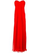 Alexander Mcqueen Draped Bustier Evening Dress, Women's, Size: 42, Red, Polyamide/spandex/elastane/silk
