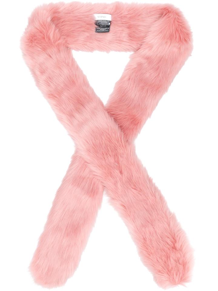 Stand Long Faux Fur Scarf - Pink & Purple
