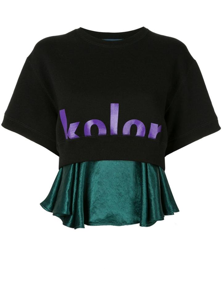 Kolor Logo Print Cropped Top - Black