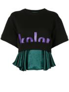 Kolor Logo Print Cropped Top - Black