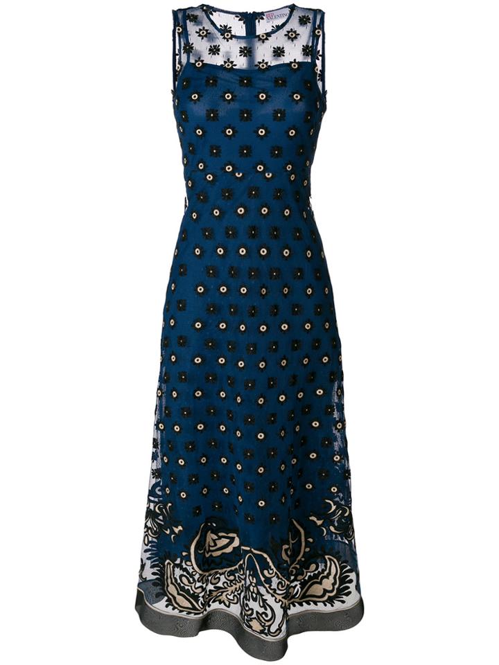 Red Valentino Floral Appliqulé Maxi Dress - Blue