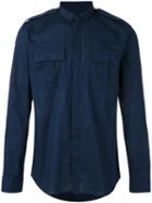Balmain Military Shirt, Men's, Size: 42, Blue, Cotton
