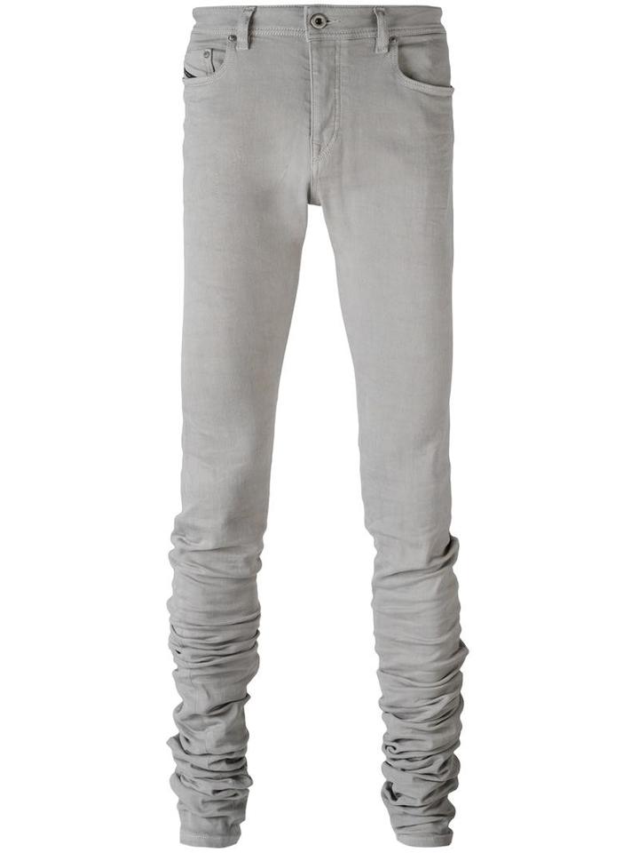 Diesel Black Gold Extended Leg Skinny Trousers, Men's, Size: 30, Grey, Cotton/polyester/spandex/elastane