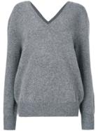 Victoria Beckham V Neck Sweatshirt - Grey