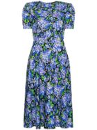 Vika Gazinskaya Shortsleeved Midi Floral Dress - Pink & Purple