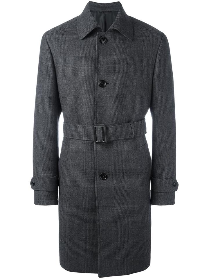 Ermenegildo Zegna Belted Mid Coat, Men's, Size: 54, Grey, Cupro/wool