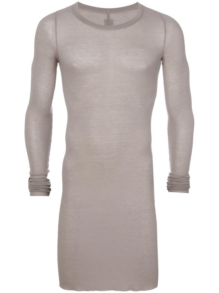 Rick Owens - Long Ribbed Top - Men - Silk/viscose - M, Grey, Silk/viscose
