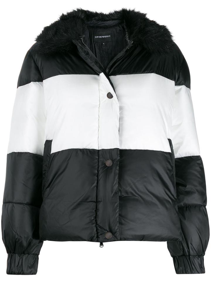 Emporio Armani Striped Padded Jacket - Black