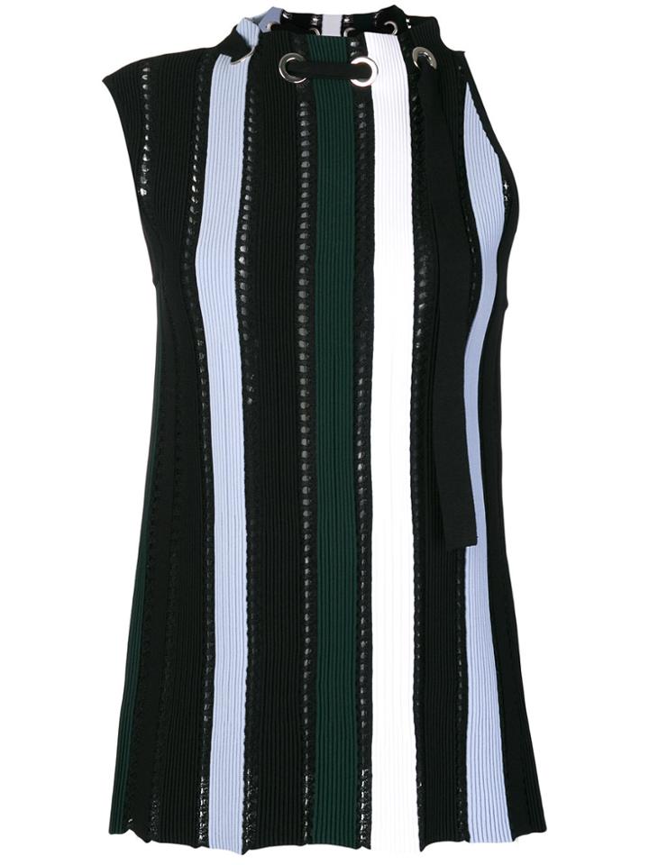 Proenza Schouler Striped Asymmetric Top - Black