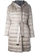 's Max Mara Padded Belted Hooded Coat, Women's, Size: 42, Nude/neutrals, Polyamide/polyester/acetate/cotton