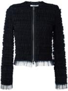 Givenchy Ruffle Embellished Jacket, Women's, Size: 36, Black, Silk/polyamide/polyester/spandex/elastane