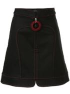 Ellery Embroidered Detail Denim Skirt A - Black