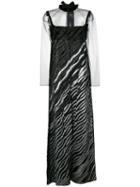 Fendi - Contrast Maxi Dress - Women - Silk/mink Fur/polyamide/polyester - 42, Black, Silk/mink Fur/polyamide/polyester
