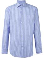 Etro Striped Shirt, Men's, Size: 43, Blue, Linen/flax/cotton