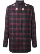 Givenchy Star Print Plaid Shirt, Men's, Size: 37, Black, Cotton
