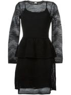 M Missoni Sheer Ribbed Peplum Dress