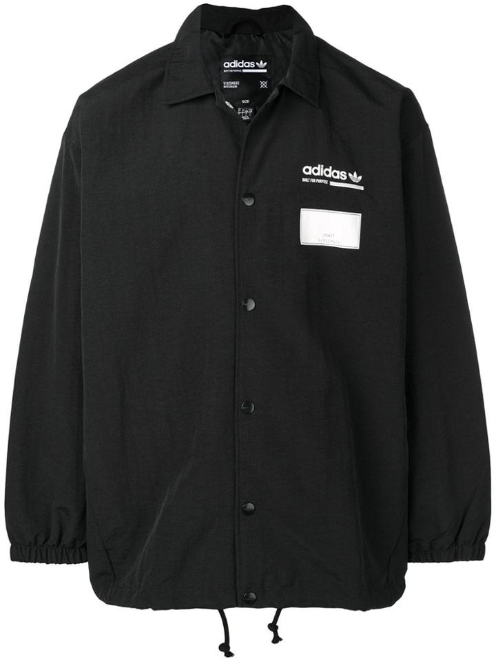 Adidas Logo Print Coach Jacket - Black