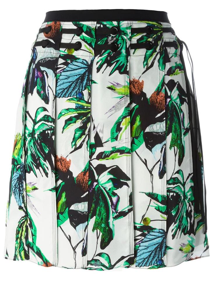 Proenza Schouler Pleated Floral Skirt, Women's, Size: 4, White, Silk/acetate/viscose