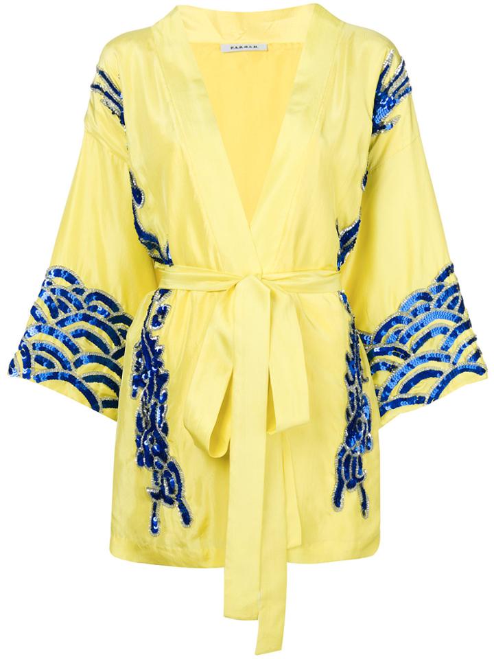 P.a.r.o.s.h. Sequin Embroidered Kimono - Yellow & Orange