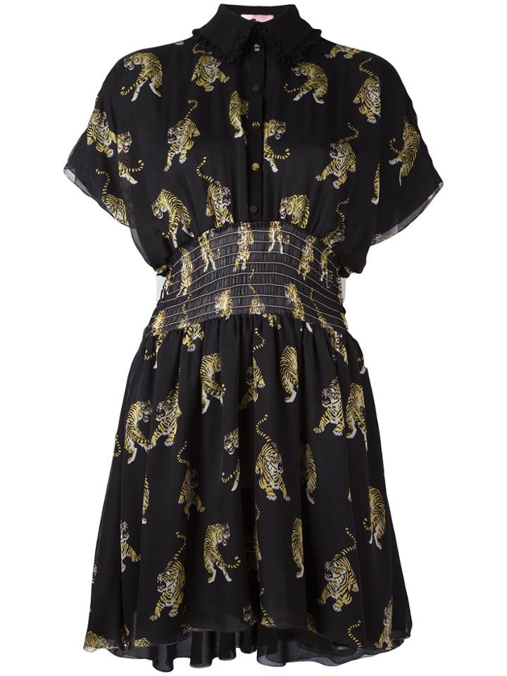Giamba Tiger Print Shirt Dress - Black